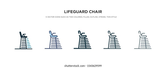 lifeguard chair icon in different style vector illustration. two colored and black lifeguard chair vector icons designed in filled, outline, line and stroke style can be used for web, mobile, ui