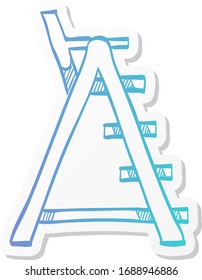Lifeguard chair icon in sticker color style. Security sea guard warning
