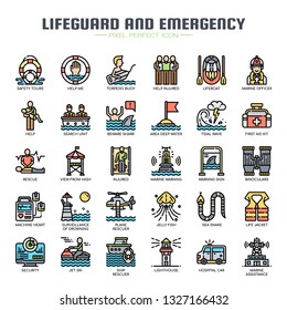 Lifeguard and Emergency Service , Thin Line and Pixel Perfect Icons