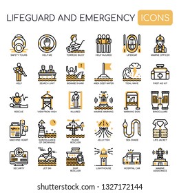 Lifeguard and Emergency Service , Thin Line and Pixel Perfect Icons