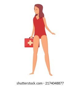 Lifeguard Erste-Hilfe-Kit Ikone Cartoon Vektor. Das Meer schwimmt. Wachleben