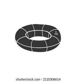 Lifeguard Float Icon Silhouette Illustration. Rescue Buoy Vector Graphic Pictogram Symbol Clip Art. Doodle Sketch Black Sign.