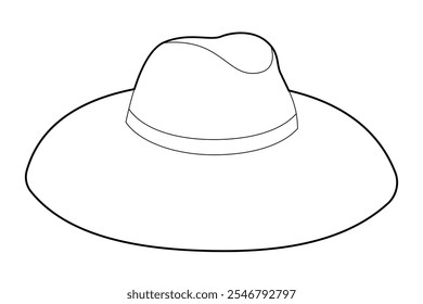 Lifeguard Hat with band. Head Fashion accessory cap with wide brim clothing technical illustration. Vector headgear for Men, women, unisex style, flat template CAD mockup sketch outline isolated