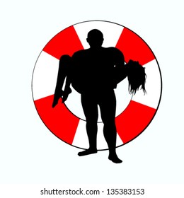 Lifeguard holding a Woman