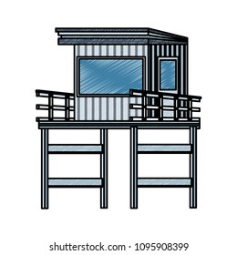 lifeguard house isolated scribble