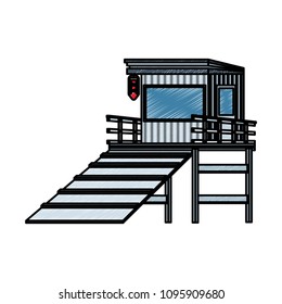 lifeguard house isolated scribble