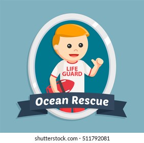 lifeguard in ocean rescue emblem