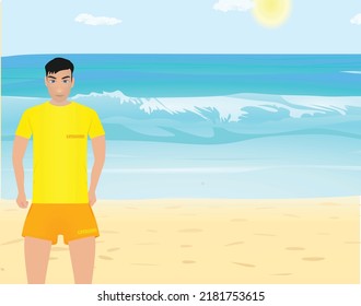 Salvavidas en servicio. ilustración vectorial