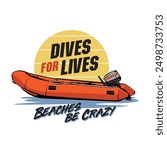 Lifeguard rescue boat vector illustration, perfect for t shirt design and poster