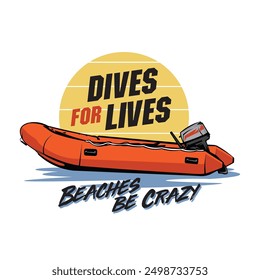 Lifeguard rescue boat vector illustration, perfect for t shirt design and poster