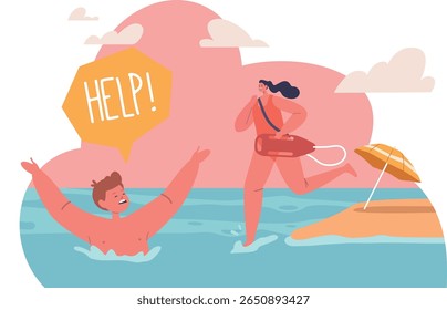 Lifeguard rescuing child on beach