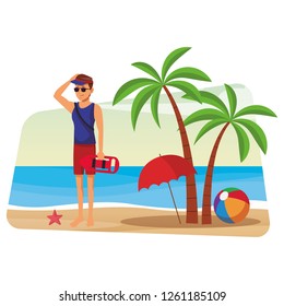 lifeguard with seascape