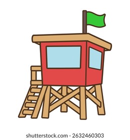 Lifeguard stand – beach safety tower vector illustration isolated on white background 

