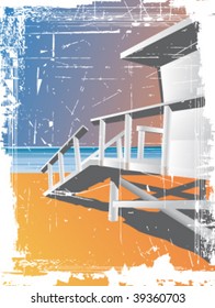 Lifeguard stand on the beach, grunge vector illustration svg