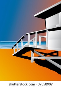 Lifeguard stand on the beach, vector illustration svg