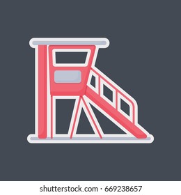 Lifeguard station vector flat icon, Flat design of life guard professional equipment sticker isolated on the dark background, vector illustration