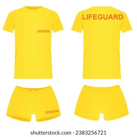 Lifeguard t shirt and shorts. vector illustration