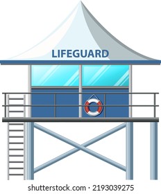 Lifeguard Tower Cartoon Style illustration