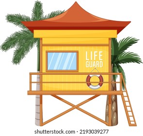 Lifeguard Tower Cartoon Style illustration