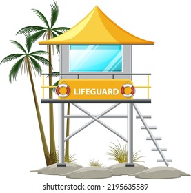 Lifeguard Tower Cartoon Style illustration