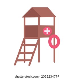 Torre de Salvavidas con icono de anillo flotante en ilustración vectorial de estilo plano