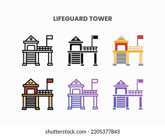 Lifeguard Tower icon set with line, outline, flat, filled, glyph, color, gradient. Can be used for digital product, presentation, print design and more. svg