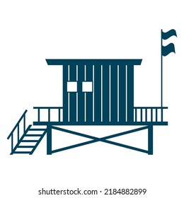 Lifeguard Tower icon. Station beach building illustration style isolated