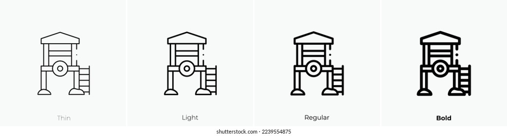 lifeguard tower icon. Thin, Light Regular And Bold style design isolated on white background