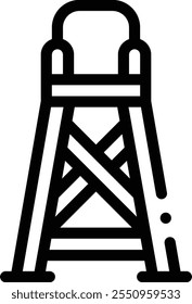 Icono de la torre de salvavidas. Diseño De Estilo Lineal Delgado Aislado Sobre Fondo Blanco