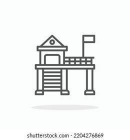 Lifeguard Tower line icon. Editable stroke and pixel perfect. Can be used for digital product, presentation, print design and more.