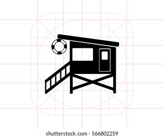 Lifeguard Tower on Beach Icon