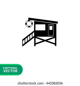 Lifeguard tower on beach simple icon
