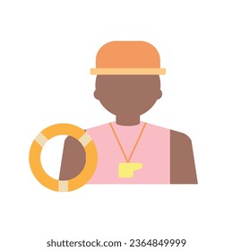Lifeguard vector illustration. Professional rescuer at the beach. Character concept. Flat icon for mobile concept and web apps design.