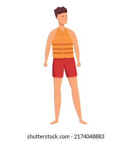 Lifeguard in vest icon cartoon vector. Water safety. Sea ocean