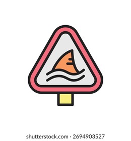 Lifeguard Warning Shark Icon Vector Illustration