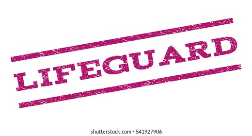 Lifeguard watermark stamp. Text caption between parallel lines with grunge design style. Rubber seal stamp with unclean texture. Vector color ink imprint on a white background.