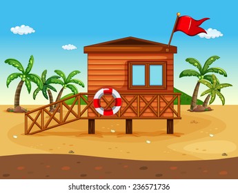 A lifeguard's house at the seashore