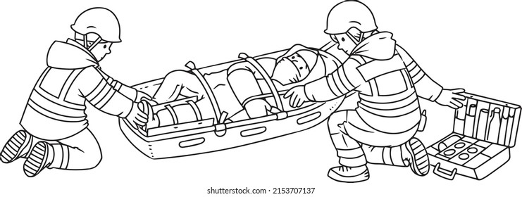 Lifeguards provide first aid on rescue sled