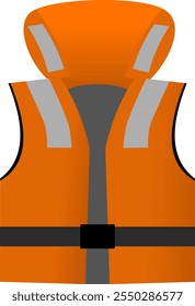 Lifejacket. Emergency life vest or life jacket or buoyancy aid used to help the user stay afloat in an emergency. Isolated vector illustration.