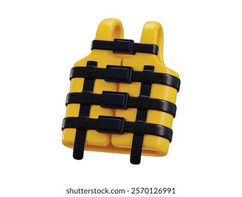 Lifejacket icon 3d render concept of vest with black buckles icon vector illustration