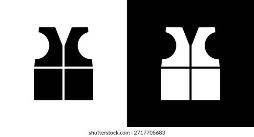 Pictograma plano negro icono de chaleco salvavidas. Para gráficos y Diseño web.
