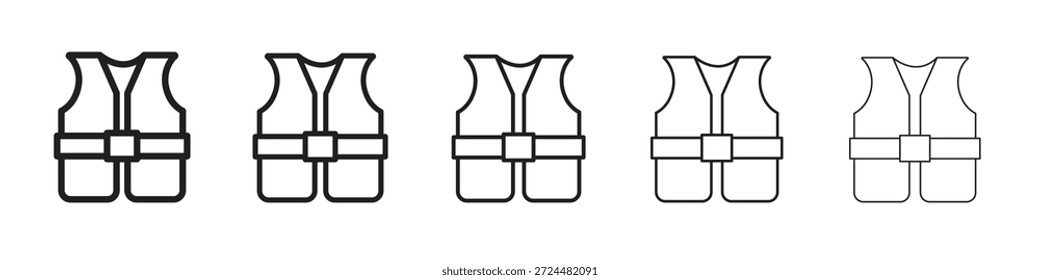 Lifejacket icon design in thin editable stroke style for graphic work