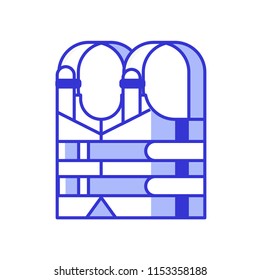 Lifejacket icon in flat design. Boat swimming life vest vector illustration.
