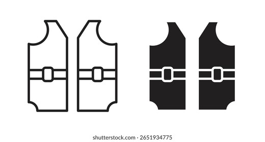 Lifejacket icon. Flat and stroke versions. Graphic elements.