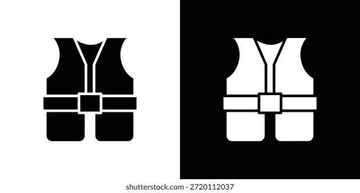 Icono de chaleco salvavidas ilustraciones gráficas planas simples. Vector de silueta blanco y negro