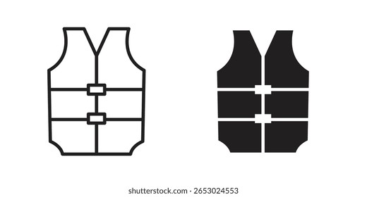 Lifejacket icon symbol set in black. line and flat icons
