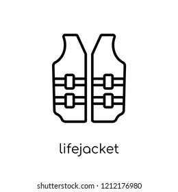 Lifejacket icon. Trendy modern flat linear vector Lifejacket icon on white background from thin line Nautical collection, editable outline stroke vector illustration