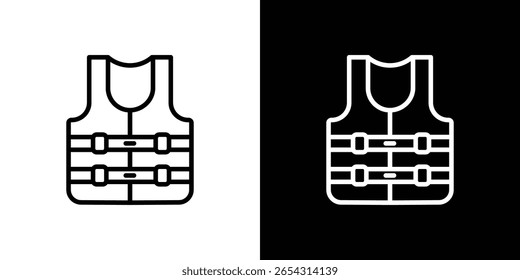 Iconos del chaleco salvavidas en estilo de línea. Trazos editables en blanco y negro