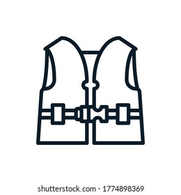 Lifejacket outline icons. Vector illustration. Editable stroke. Isolated icon suitable for web, infographics, interface and apps.