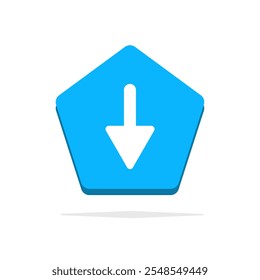 A lifelike 3D vector illustration of a downward-facing button, showcasing realistic shading and details for a polished and modern design.